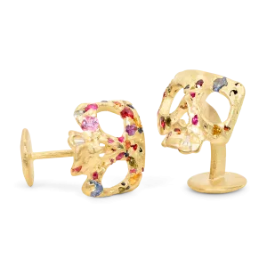 Rainbow Confetti Skull Cufflinks - 11664