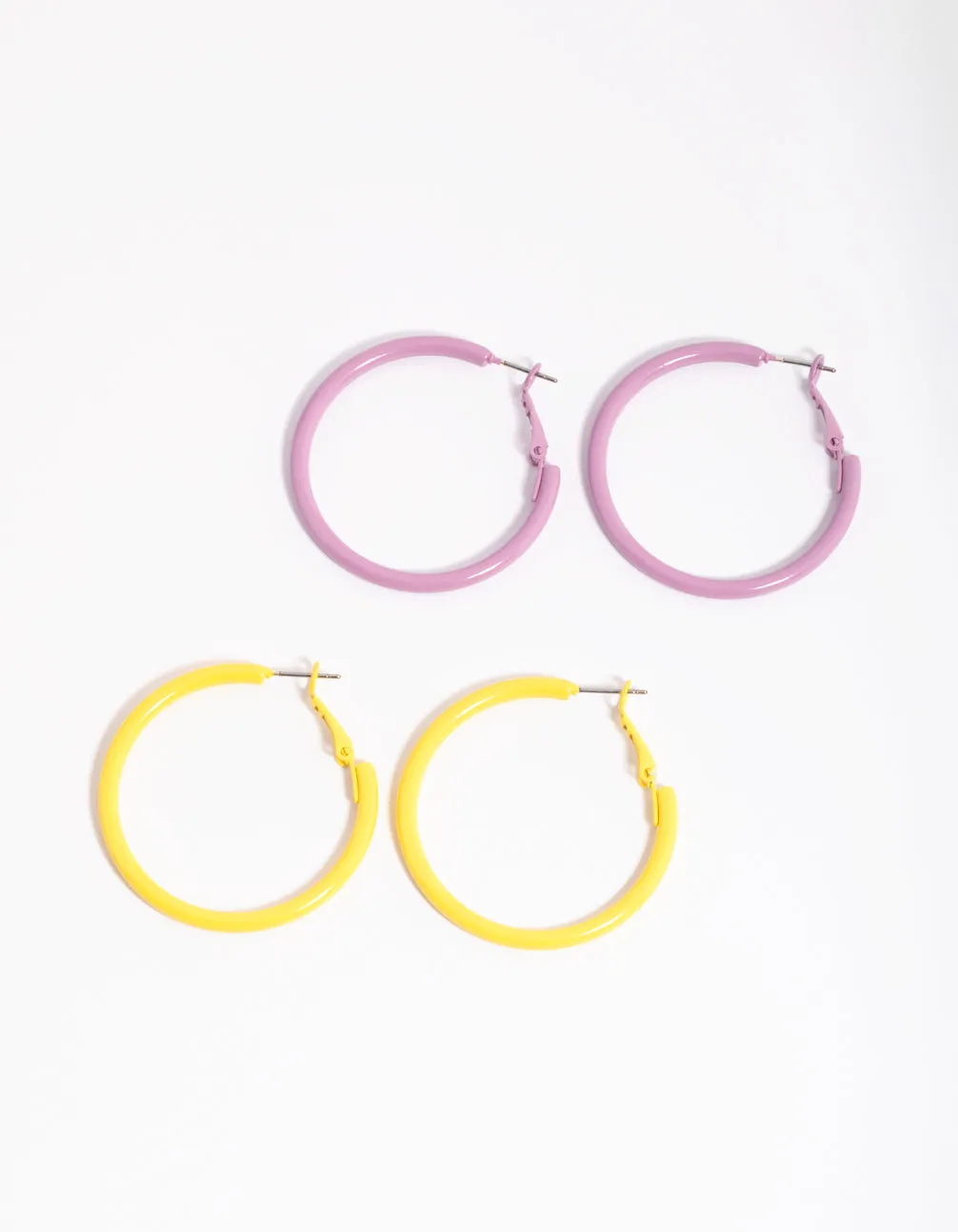 90s Matte Yellow Hoop Earring Set