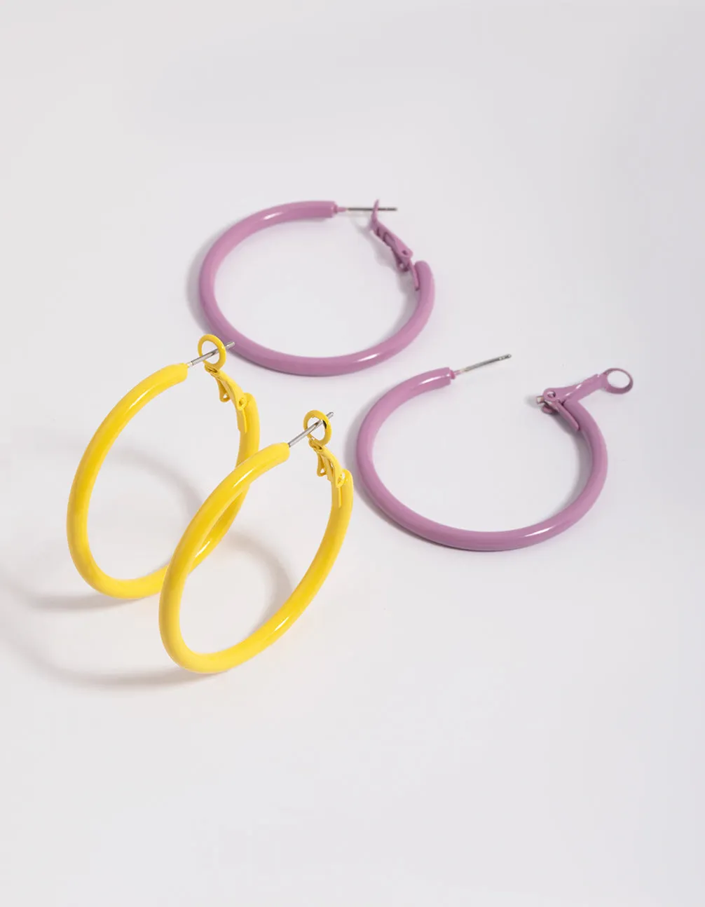 90s Matte Yellow Hoop Earring Set