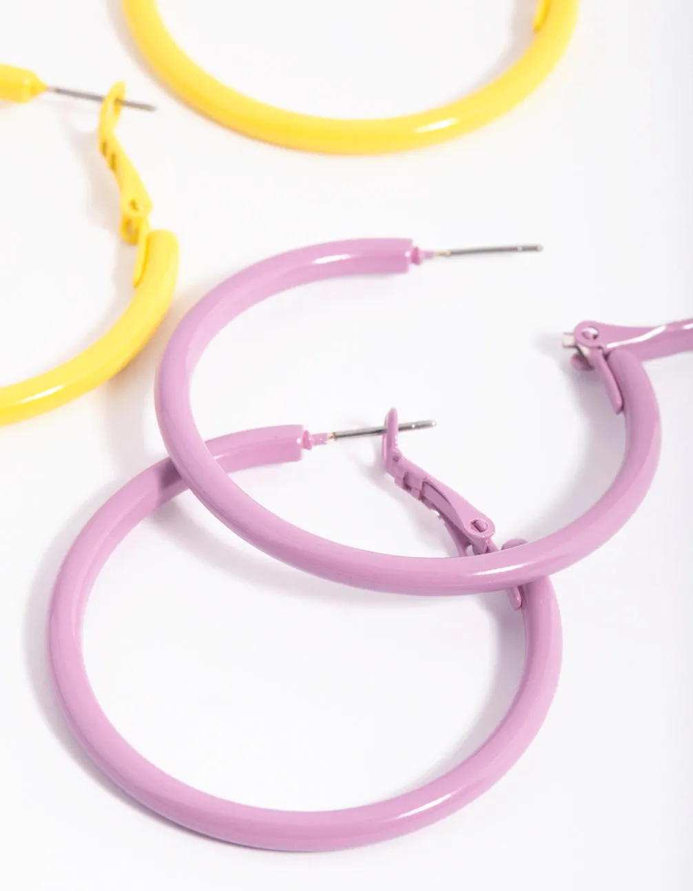 90s Matte Yellow Hoop Earring Set