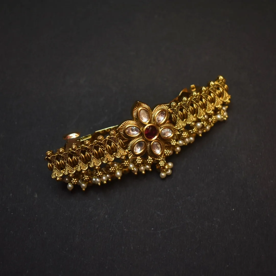 Asp Gold Plated Kundan Hair Clip