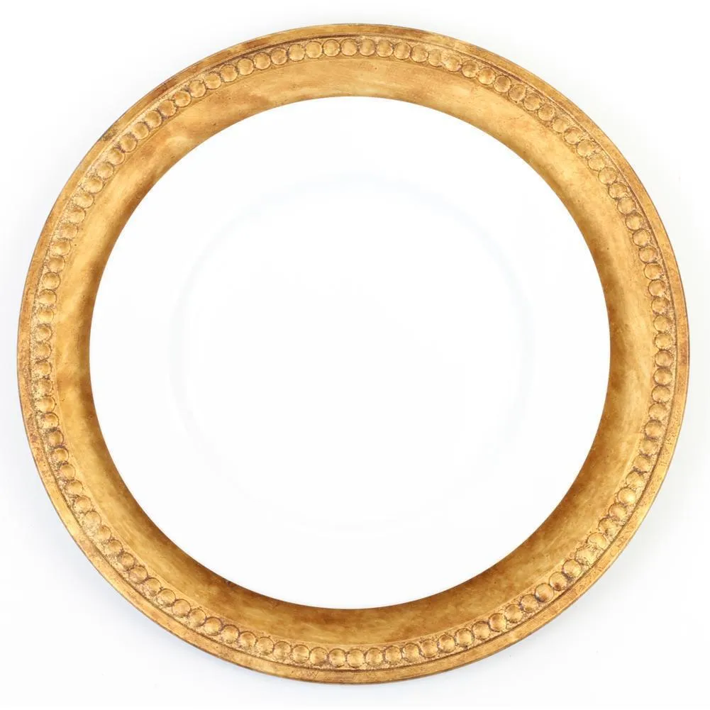 Beaded Antique Gold Gilt Charger Plates