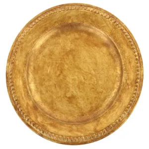 Beaded Antique Gold Gilt Charger Plates