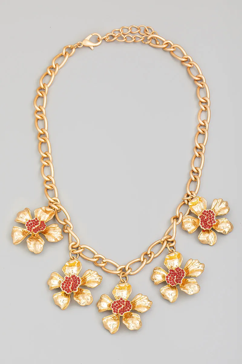 Flower Station Chain Necklace