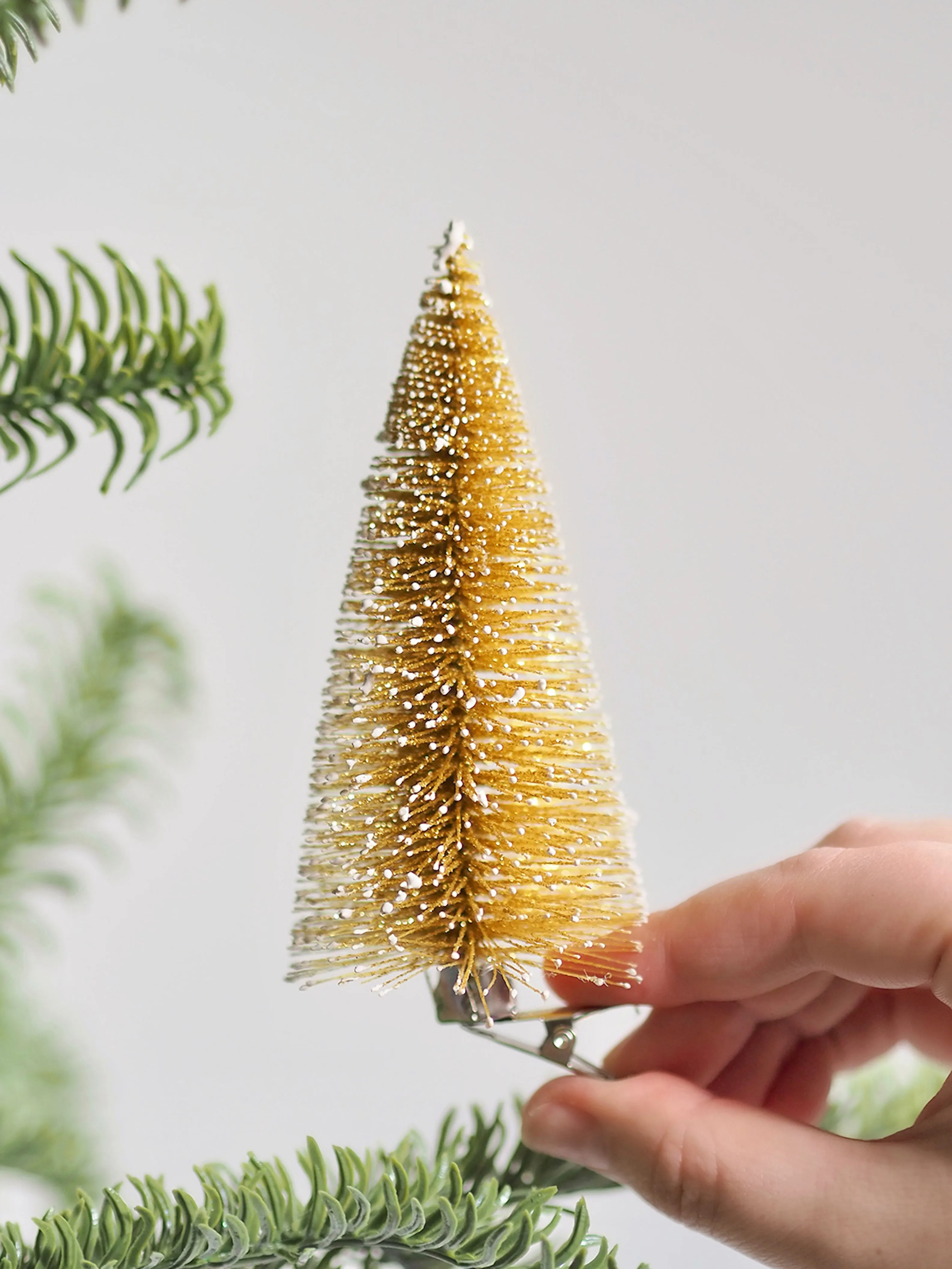 Frosted Gold Tree Clip Ornament