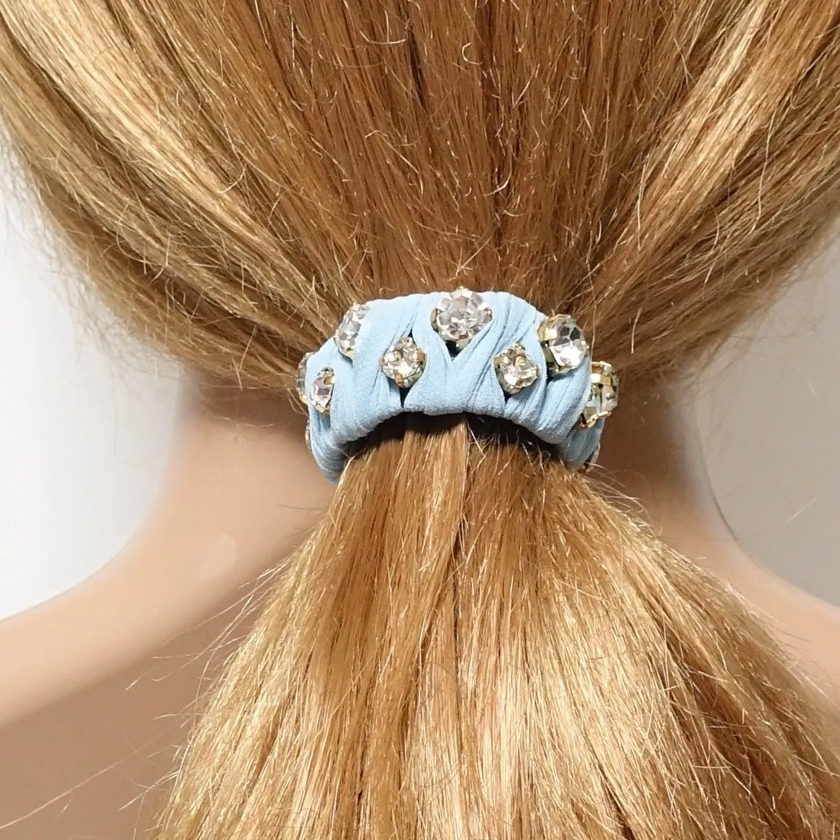 glass rhinestone fabric wrapped ponytail clip women hair accessory