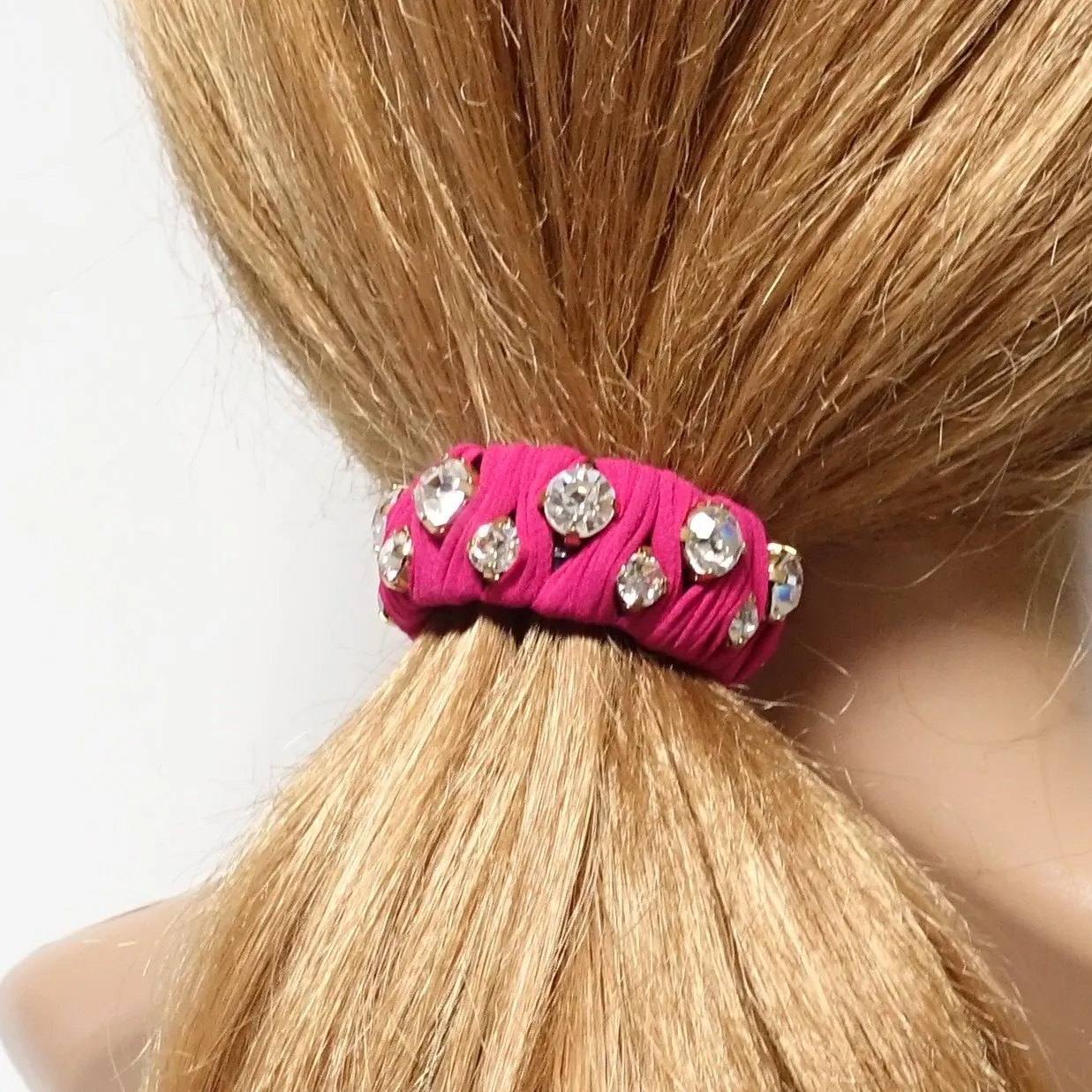 glass rhinestone fabric wrapped ponytail clip women hair accessory