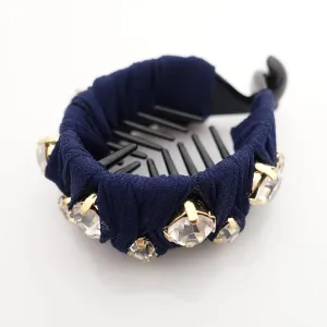 glass rhinestone fabric wrapped ponytail clip women hair accessory