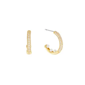 Joy Waterproof Pearl & CZ Mix Hoop Earring 18K Gold Plating