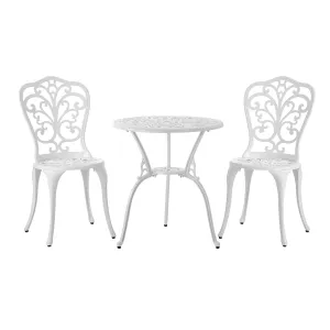 Livsip Bistro Outdoor Setting Chairs Table Patio Dining 3PCS Set Cast Aluminium