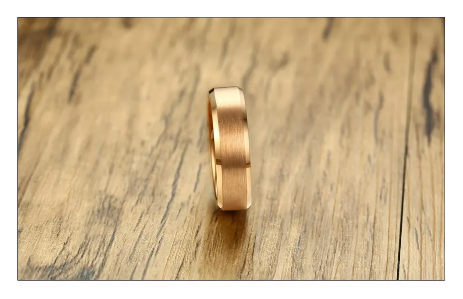 Matte Finished Rose Gold Tungsten Carbide Band