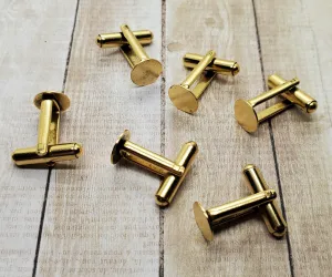 Matte Gold Ox Cufflink Blanks With 10mm Glue Pad (6) - GOL1035