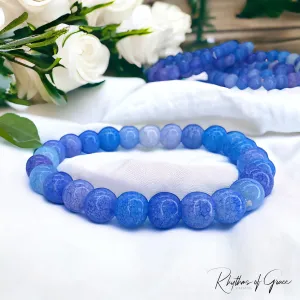 Ocean Vibes: Stretchy Blue Glass Beaded Bracelet