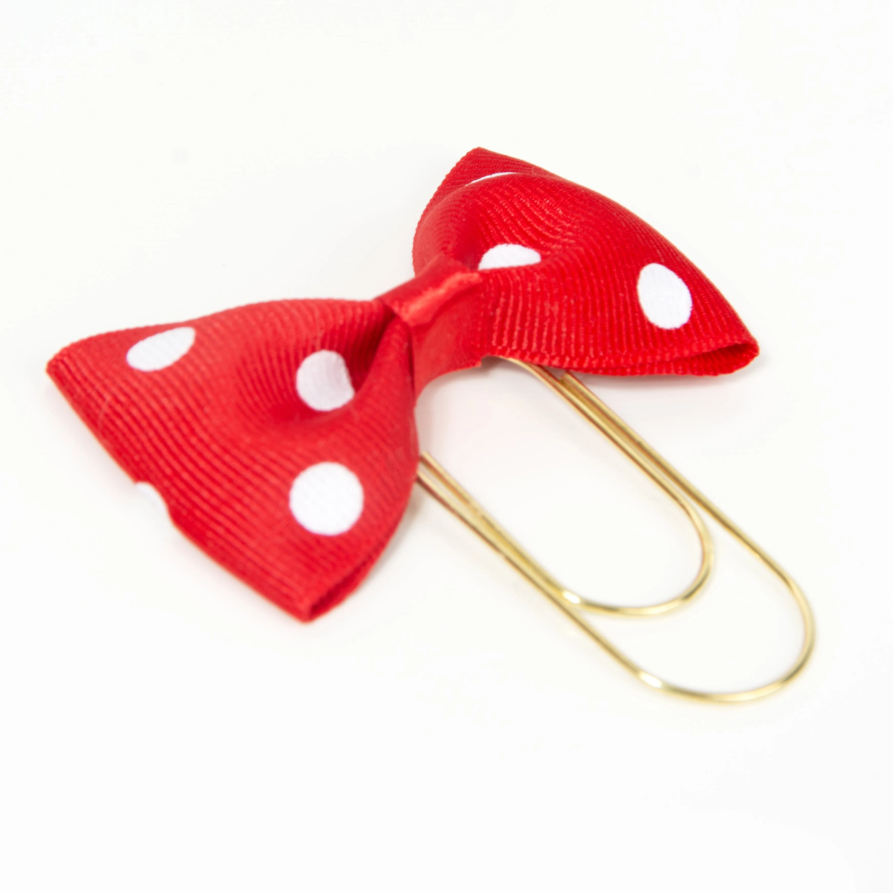 Red Dotted or Solid Bow Planner Clip - Bookmark in Silver or Gold