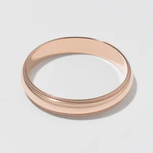 Rose Gold Classic Milgrain Wedding Band - Polished 4mm