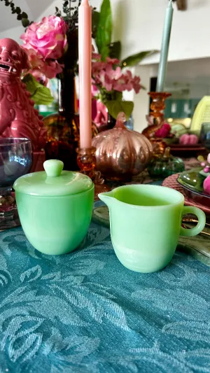 Vintage Jadeite Sugar and Creamer - Green