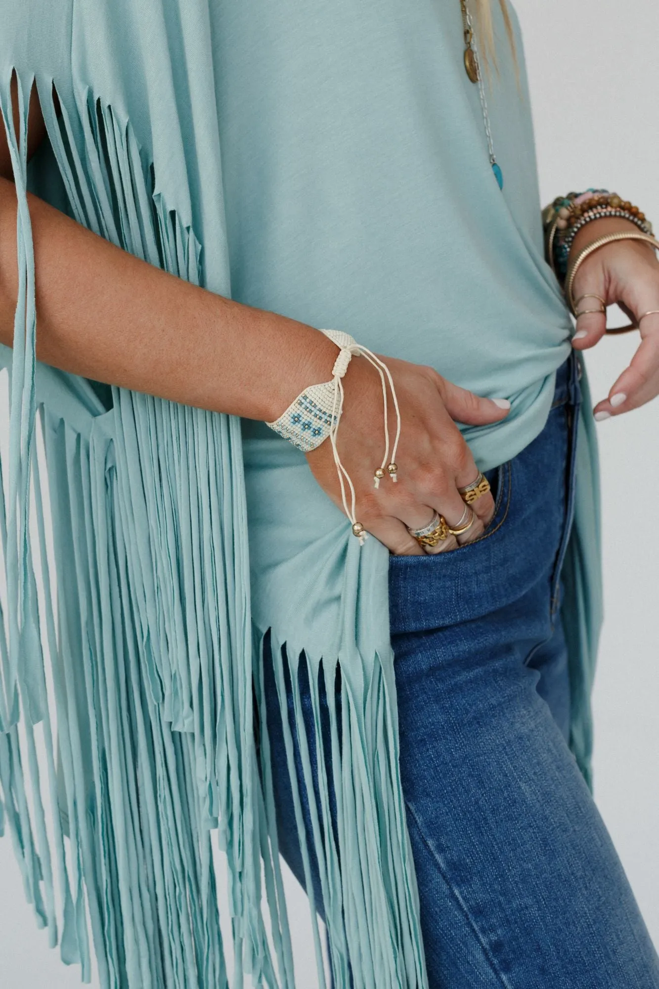 Whisper Winds Adjustable Beaded Bracelet - Blue