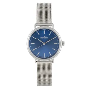 Women's 30mm Blue Sleek Stainless Steel Mesh Band Watch